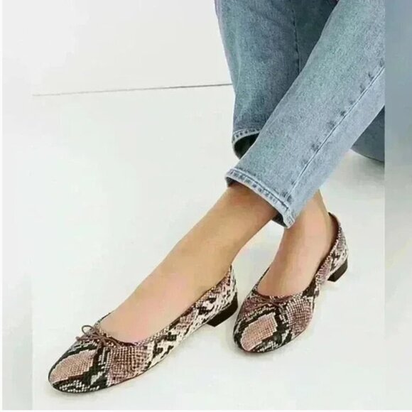 Madewell The Adelle Ballet Flat Slip On Shoes Snake Embossed Leather Size 7.5 - Picture 1 of 10